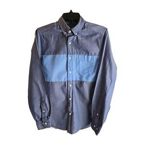 Gap Shirt Men's Two Tone Denim Look Slim Fit Size XS Dress Shirt Woven